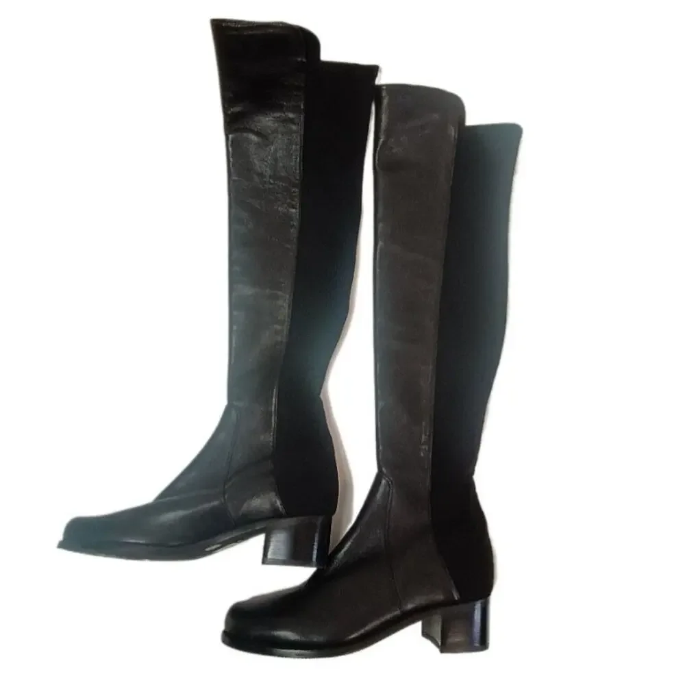 Stuart Weitzman 5050 Over The Knee Black Leather Boots Size 7B